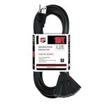 EP 15 Ft Outdoor Extension Cord with 3 Electrical Power Outlets - 16/3 SJTW Black Cable with 3 Prong Grounded Plug for Safety Great for Christmas Lights, Garden and Major Appliances