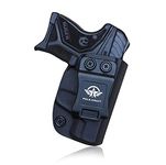 Gun Holster, Ruger LCP 2 Holster IWB Kydex Holster Custom Fit: Ruger LCP II / LCP 2 Pistol - Inside Waistband Concealed Carry - Adj. Cant Retention - Cover Mag-Button - Pouch (Black, Right)