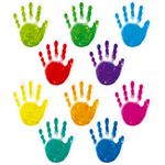 60 PCS Colorful Handprint, Hand Accents Cut-outs Bulletin Board Classroom Decoration in 10 Colors DIY Crafts Project Party Supplies for Kids Teacher Student Back to School, 5” x 4”