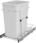 Rev-A-Shelf Pullout Trash Can for Under Kitchen Cabinets 35 Quart 12 Gallon Garbage Waste Recycling Bin with Full Extension Slides, White, RV-12KD-11C