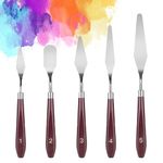 EHIOG 5PCS Painting Knife Set,Palette Knife Painting Tools,Stainless Steel Spatula Palette Knife Painting Spatula Mixing Spatula Paint Oil Painting Accessories Art- Brown