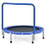 SPOTRAVEL 36” Mini Trampoline, Kids Rebounder with Safety Padded Cover and Foam Handrail, Foldable Exercise Trampolines for Indoor & Outdoor (Blue)