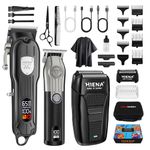 HIENA PRO Hair Clippers Men Cordless for Set Professional Hair Trimmer For Men And Foil Shaver Set Electric Razor for Men Beard Trimmer Men Rechargeable for Barber Clippers Set With LED Display（Black）