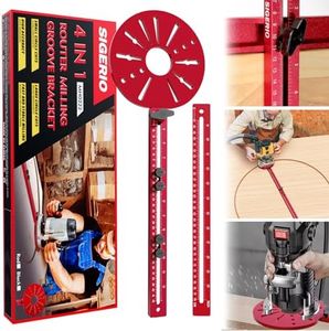 Sigerio 4 in 1 Router Milling Groove Bracket for Cutting Large Circles From 10IN to 58IN, Aluminum Alloy Router Circle Cutting Jig, Adjustable Router Jig and Router Guide for Woodworking (Oil Red)