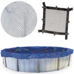 SWIMLINE HYDROTOOLS Leaf Net Heavy Duty Winter Leaf Net Pool Cover for Above Ground Swimming Pools | for 30 FT Round Pools | 33 FT Netting Size | Black | Winch & Cable Included | CO930