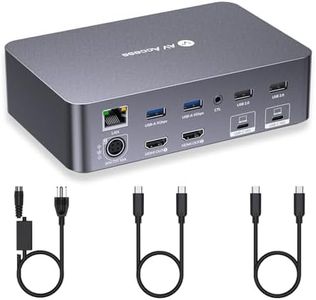 AV Access KVM Switch Dock 2 Monitors 2 Laptops, 4K KVM Switch Dual Monitor, 2 USB-C MST Ports, 60W PD for Each PC, 1G Ethernet, EDID Emulation, 2K@144Hz, 1080P@240Hz, Ideal for Home Office & Gaming