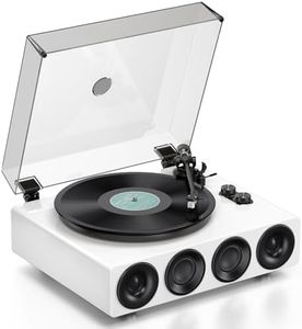 1 BY ONE Bluetooth All-in-One Turntable, High Fidelity Belt Drive Record Player, Magnetic Cartridge AT-3600L, White
