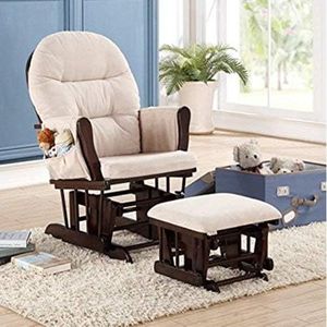 Brisbane Nursery Glider & Ottoman Sets, Glider Recliner Nursery Rocking Chair, Nursery Glider Rocker with Ottoman, Reclining Gliders & Chairs for Breastfeeding, Maternity, Napping, Espresso/Cream