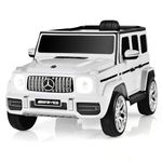 OLAKIDS 12V Kids Ride On Car, Licensed Mercedes Benz G63 Electric Vehicle with Remote Control, Double Open Doors, Music, Bluetooth, 2 Speeds, Wheels Suspension, Battery Powered Driving Toy (White)