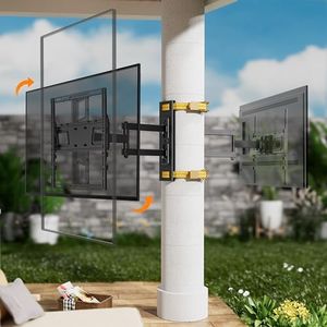 Gazebo TV Bracket Strap-Type TV Mount Wall Bracket for 26-65" TVs/Monitors Portrait to Landscape Rotating for Outdoor Use No Drilling Required | 88lbs Load Capacity | for Multi-Shaped Poles