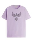 ADRO Mens Bird Design Tshirt for Bird Lovers -Premium Cotton T Shirt with Vibrant Bird Design -Comfortable and Stylish Fit T-Shirt -Purple Color Tshirt|RN24-BIRD-PU-S