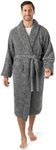 PAVILIA Mens Soft Robe, Plush Fluffy Fleece Bathrobe for Men, Long Sherpa Spa Robe with Shawl Collar (Heather Gray,S/M)