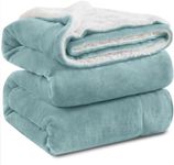 KAWAHOME Sherpa Fleece Queen Size Blanket for Bed - Extra Warm and Heavy Thick Blankets for Winter, Super Soft 500GSM Plush Blanket, 90"X 90" Spa Blue