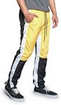 G-Style USA Men's Dual Striped Athletic Running Windbreaker Track Pants TR543 - Gold - X-Large - V7D