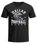 Dallas Football Shirts Gifts for Men Novelty Fans Tee Shirt Gameday Short Sleeve T-Shirt Mens Apparel, Dallas Helmet Black, XXXXL