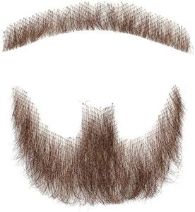 Fake Mustache, Natural Looking Human Hair Fake Beard, Premium Invisible Lace Realistic Costume Beard for Halloween, Parties, Cosplay or Film Makeup (Brown Fake Mustache)