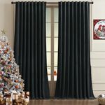 Timeper 62 inches Wide Black Velvet Curtains Thick Thermal Insulated Blackout Drapes Total Privacy Protect Panels for Film Room/Basement/Home, Rod Pocket & Back Tab, W62 x L84 inches, 2Pcs