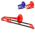 pBone Mini Plastic Trombone with Mouthpiece and Carry Bag Kids Beginner Children - Red