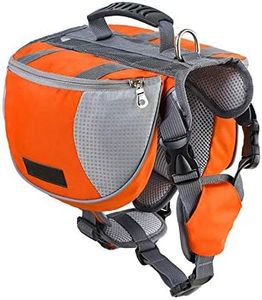 Lifeunion Adjustable Service Dog Supply Backpack Saddle Bag for Camping Hiking Training(Orange,Medium)