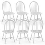 WATERJOY 18 Inch Wood Chairs Set of 6, Chic Vintage High Back Spindled Rubberwood Dining Chairs, Winsome Wood Windsor Seating Chair