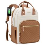 LOVEVOOK Laptop Backpack for Women 15.6 Inch, Waterproof Computer Rucksack Bag with USB Port, Large Work Backpacks Womens for College Uni School Travel, Casual Daypacks, Beige-Yellow-Brown