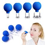 Vinban 4 PCS Glass Facial Cupping Set | Silicone Vacuum Suction | Cupping Massage Therapy | A Kit For Anti Cellulite, Anti Wrinkle and Instantly Ageless Skin | For Eyes, Face and Body