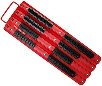 MichaelPro 80-Piece Portable Socket Organizer Tray, Socket Rail for 1/4'', 3/8'' and 1/2'' Drive Sockets, Premium Red Steel Rails with Impact-Resistant Clips, Heavy Duty Rack for Easy Organization