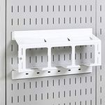 Wall Control Drill Holder Power Tool Storage Rack - Compact Impact Drill Battery Power Tool Pegboard Organizer Pegboard (White)