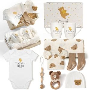 AW BRIDAL 11Pcs New Mom Gifts for Women 2026, Baby Shower Gift Baskets for Girls Boys, Gender Reveal Gift with with Mom and Dad Coffee Mugs, New Parents Gifts for Couples, Expecting Mommy to Be