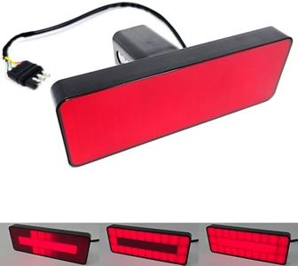 RZGMTSPT Towing Trailer Hitch Cover Tow Hitch Red LED Brake Light Sequential Signal Lamp Strobe Flash Plug for 2" Receiver SUV Pickup Truck