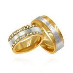 Uloveido 2 Tones Gold Plated Couples Ring Cubic Zirconia Pave Wedding Band Engagement Rings Set for Women and Men Y997 (Men,size 9)