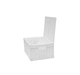 Arpan White Paper Rope Woven Storage Xmas Hamper Basket Box With White Cloth Lining (Small -W28xD20xH11cm)