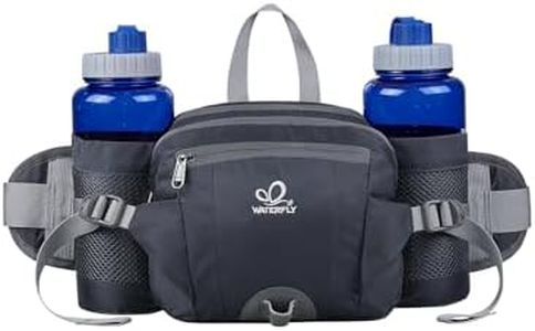 WATERFLY Fanny Pack Waist Bag: Fannie Pack 2 Water Bottle Holders Lumbar Belt Hiking Walking Running Jogging Camping Large Woman Man (Dark blue)