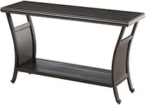 Hanover Traditions Outdoor Table, 50" Slat Top Console Table with 2 Shelves, Rust-Resistant All-Weather Patio Table with Brushed Bronze Finish, Perfect for Storage and Display Space or Bar Set Up