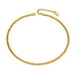 PROSTEEL Gold Chain Luxury Curb Cuban Link Gold Necklace Jewelry Chain 3mm 14 inch + 2 inch Short Choker