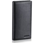 HISCOW Bifold Long Wallet with 15 Credit Card Slots - Italian Calfskin, Black, One Size, Bifold Wallet