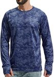 MIER Men's UPF 50+ Camo Fishing Shirts Quick Dry Long Sleeve Camouflage Kayaking Hiking T-Shirts UV Sun Protection, Ocean Blue Camo, 3X-Large