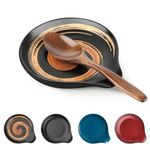 VanlonPro Ceramic Spoon Rest, 5 Inch Spoon Holder for Stove Top, Kitchen Counter, Utensils, Ladle, Coffee Spoons, Cooking spoons, Spatula, Housewarming Gifts, Heat-Resistant, Hand-painted Black & Gold