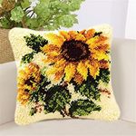 LAPATAIN Latch Hook Kits for DIY Throw Pillow Cover,Needlework Cushion Cover Hand Craft Crochet for Great Family 17X17inch(Sunflower)