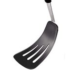 Baskety Silicone Slotted Turner Spatula Heat Resistant Non-Stick Soft Grip, Stainless Steel.(TURNER-1A-Black) (Festive)