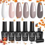 Beetles Gel Nail Polish Set, 6 Colors Nude Neutral Gel Polish Pink White Beige Grey Gel Polish Brown TaupeGel Nail Polish Elegant Nail Art Manicure Kit Soak Uv Gel Gift for Women