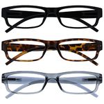 The Reading Glasses Company Black Brown Grey Lightweight Comfortable Readers Value 3 Pack Mens Womens RRR32-127 +3.50