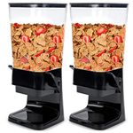 Conworld Cereal Dispenser, Large Capacity Rice Dispenser Cereal Container Countertop Storage, Not Easy to Crush Food, Dry Food Dispenser for Rice, Candy & Snack, Black (2 Pcs)