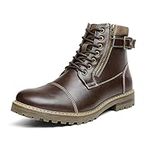 Bruno Marc Men's Winter Snow Boots Casual Dress Leather Waterproof Motorcycle Combat Boots Engle-05 Dark Brown Size 11 M US