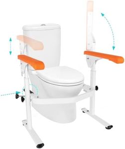 Toilet Safety Rails for Elderly (520 lbs), Toilet Rails for Elderly Free Standing Adjustable Height Width, Heavy Duty Toilet Safety Frame with Arms, Handicap Toilet Seat (Orange Toilet Safety Rail)