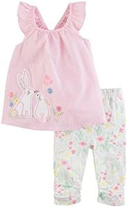 Mud Pie Baby Girl Bunny Tunic & Capri Set, Pink, 2 Toddler