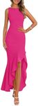 PRETTYGARDEN Women's Summer Bodycon Maxi Dress 2025 Sleeveless Ruffle Mermaid Cocktail Wedding Guest Formal Long Dresses(Rose Red,X-Large)