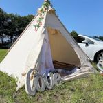 Wanbeeder 2M Canvas Camping Pyramid Tipi Tent Adult Indian Teepee Tent for 1-2 Person for Outdoor Camping Or Exhibition