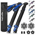 TheFitLife Collapsible Trekking Poles for Hiking – Lightweight Folding Walking Sticks with Extra-Long Foam Handle and Metal Flip Lock, Foldable (Blue, 100-120cm for 4'11''-5'10'' Height)