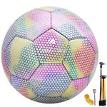 FANTECIA Soccer Ball Size 5 with Pump, Reflective Training Soccer Ball for Youth & Adult